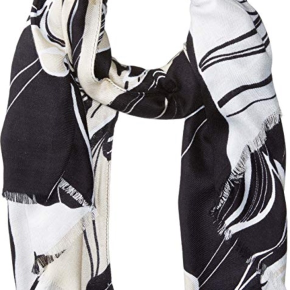 Calvin Klein Graphic Floral-Print Soft Scarf & Wra - Picture 2 of 3
